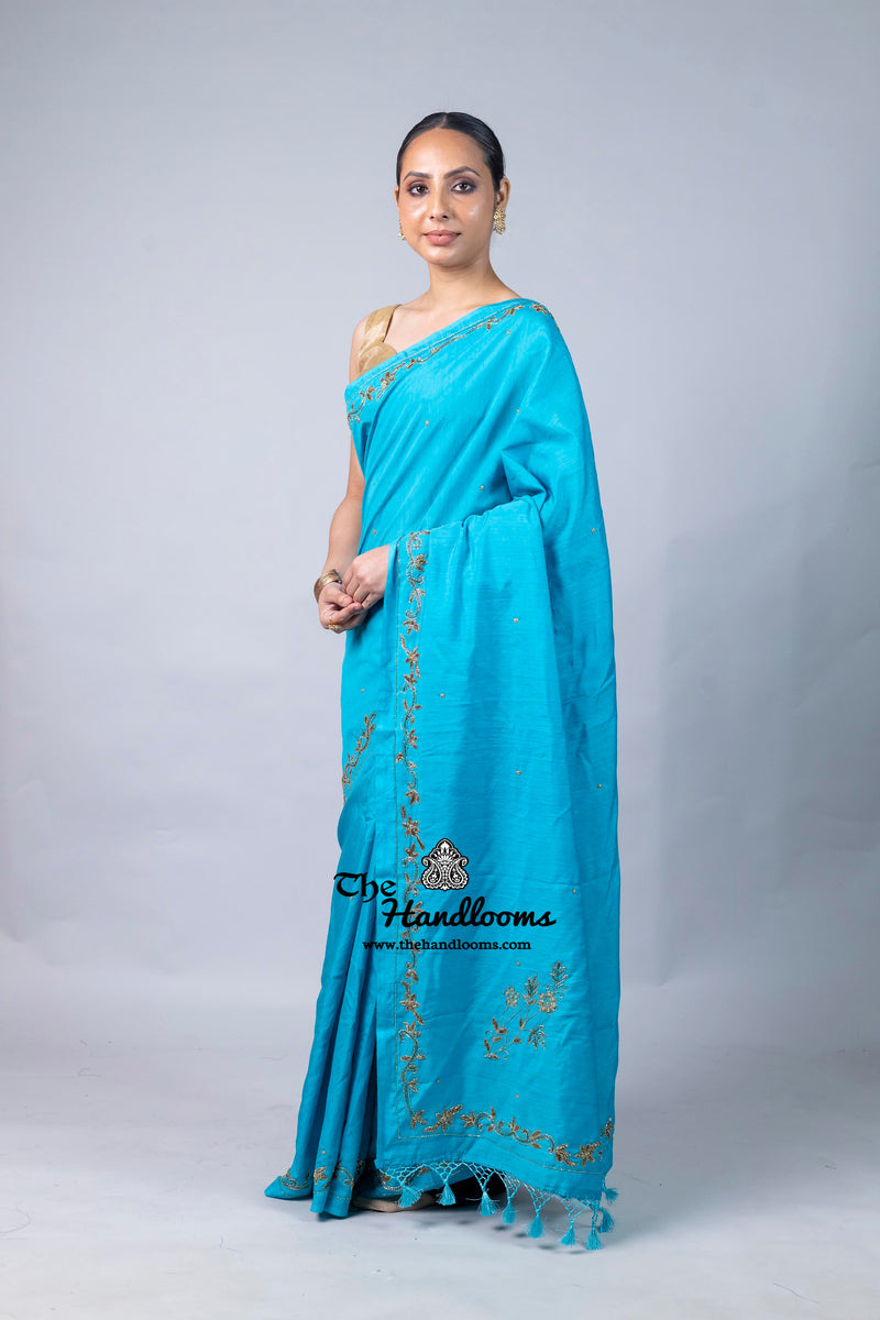 Pure Moonga Silk Handloom Banarasi Saree With Handwork