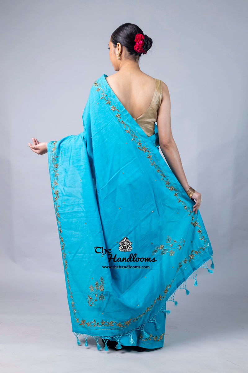 Pure Moonga Silk Handloom Banarasi Saree With Handwork