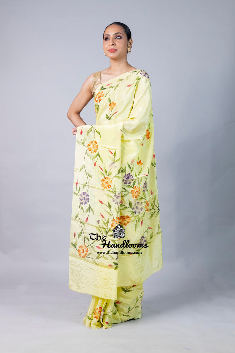 Pure Silk Handloom Banarasi Saree - Handwork Handbrush
