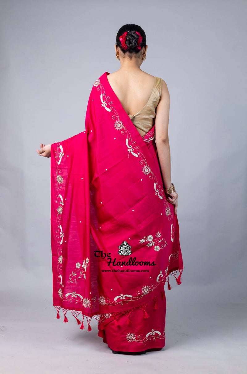 Pure Moonga Silk Handloom Banarasi Saree With Handwork