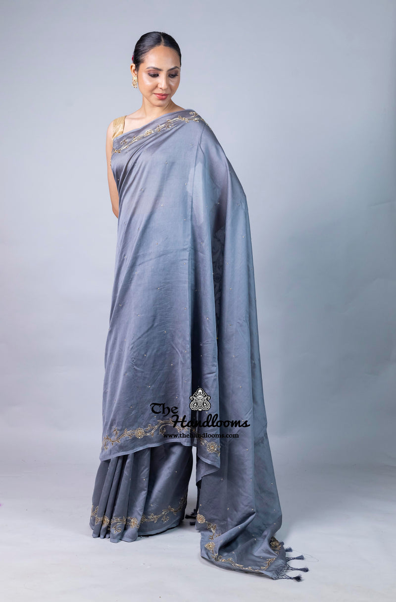 Pure Chanderi Cotton Handloom Banarasi Saree - Handwork