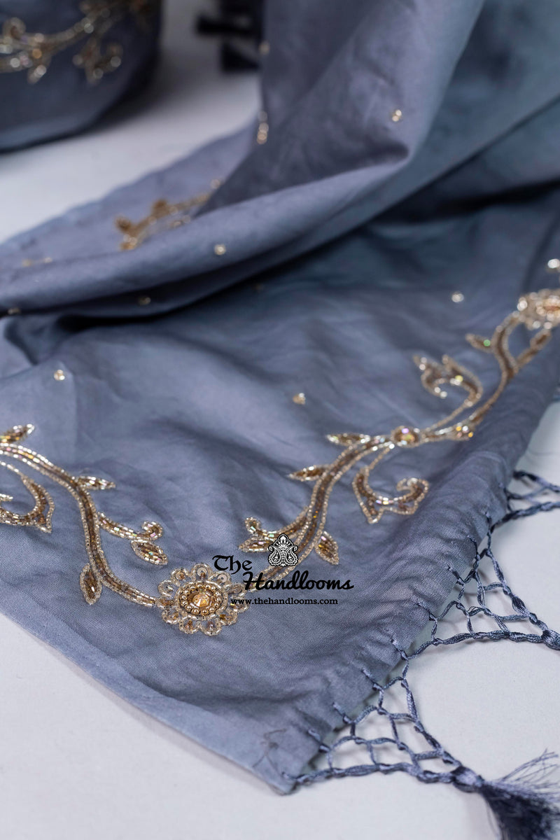 Pure Chanderi Cotton Handloom Banarasi Saree - Handwork