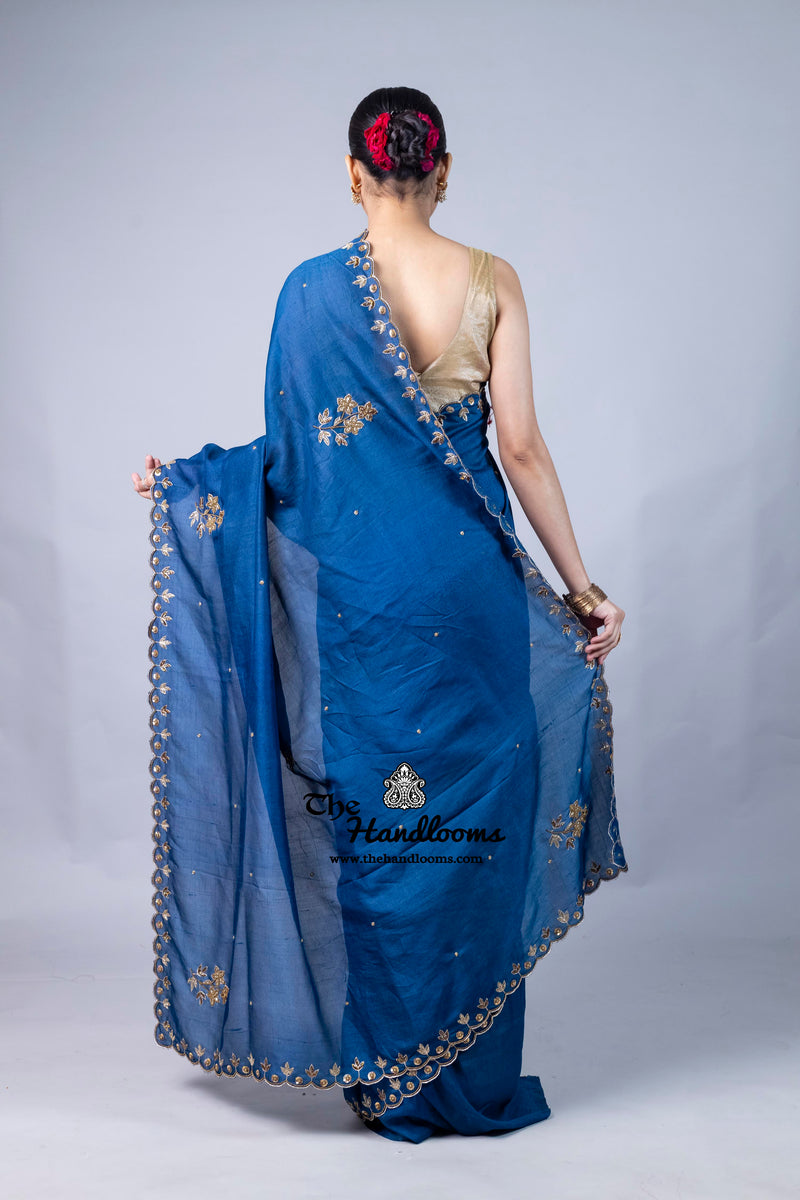 Pure Tussar Georgette Handloom Banarasi Saree With Handwork
