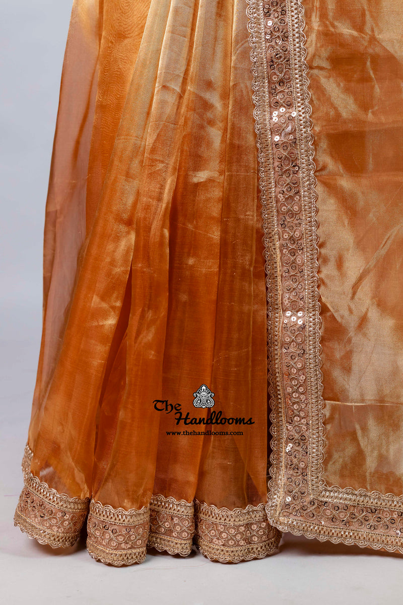 Pure Kora Tissue Handloom Banarasi Saree With Lace