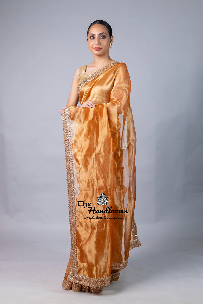 Pure Kora Tissue Handloom Banarasi Saree With Lace