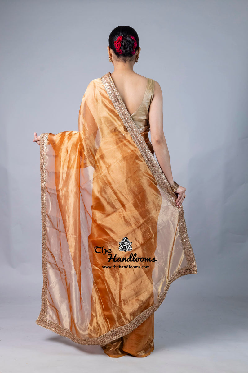 Pure Kora Tissue Handloom Banarasi Saree With Lace