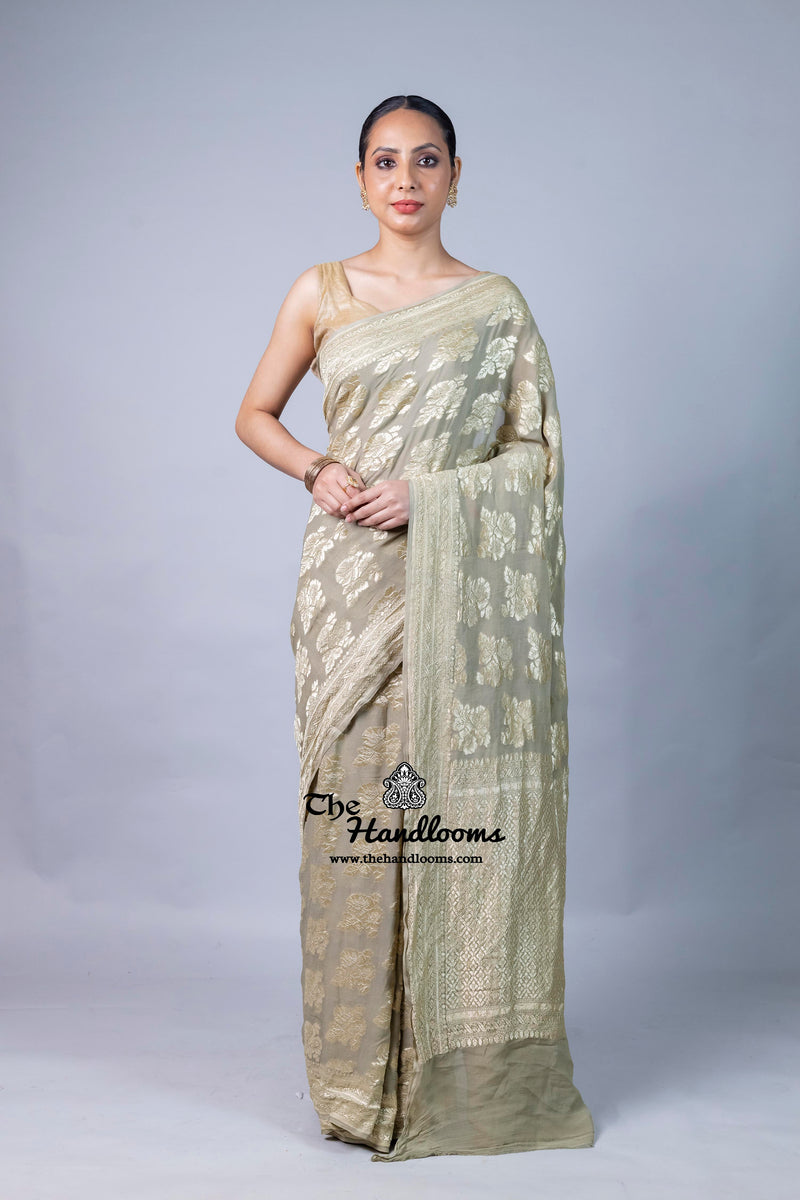 Khaddi Georgette Handloom Banarasi Saree