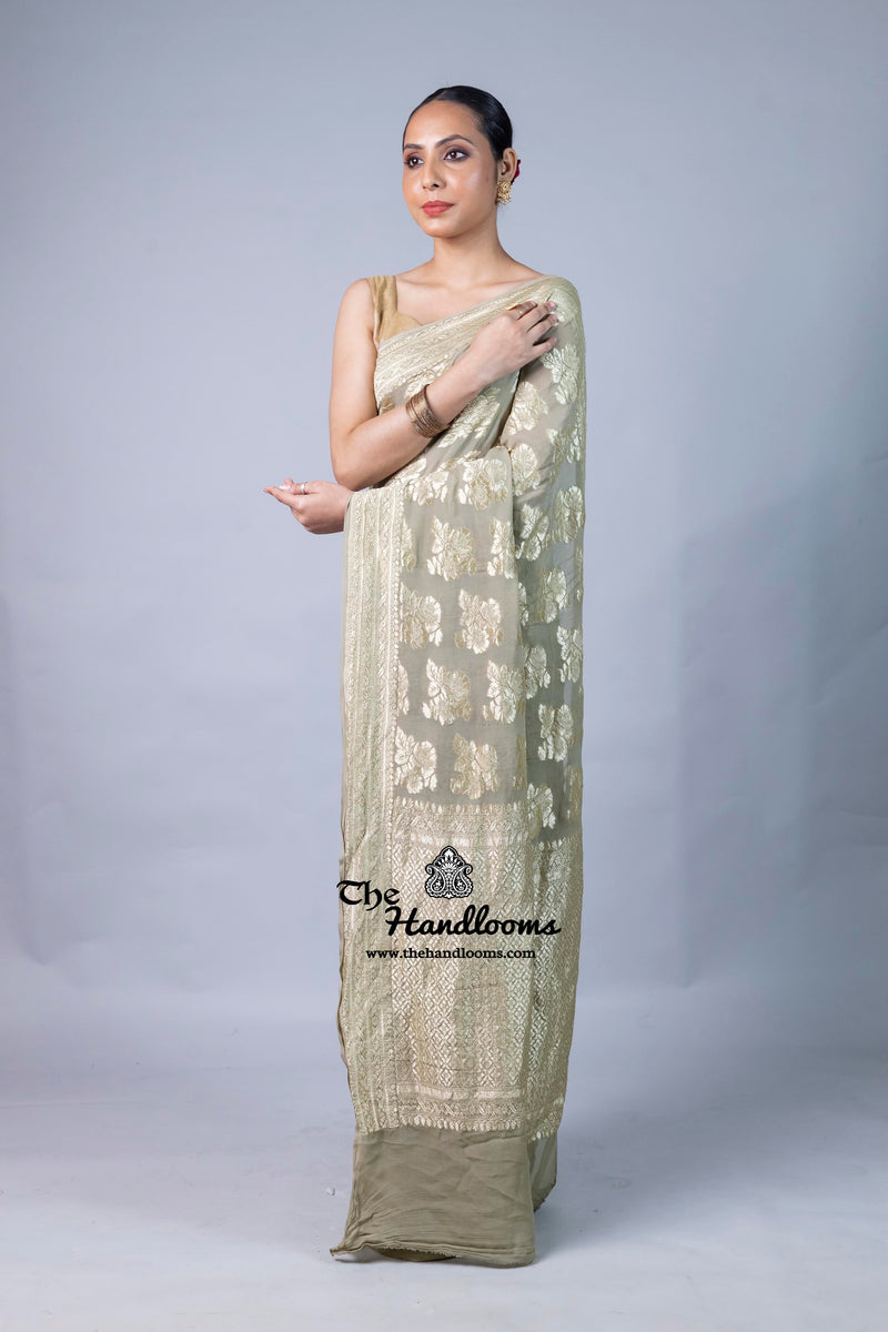 Khaddi Georgette Handloom Banarasi Saree