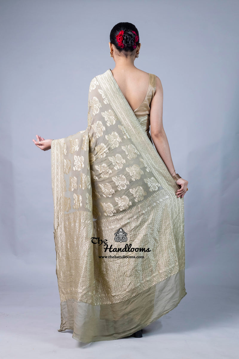 Khaddi Georgette Handloom Banarasi Saree