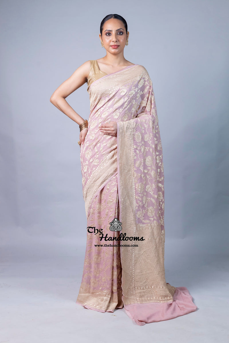 Khaddi Georgette Handloom Banarasi Saree