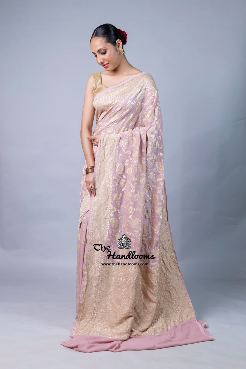 Khaddi Georgette Handloom Banarasi Saree