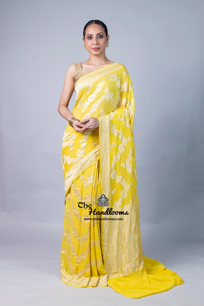 Khaddi Georgette Handloom Banarasi Saree