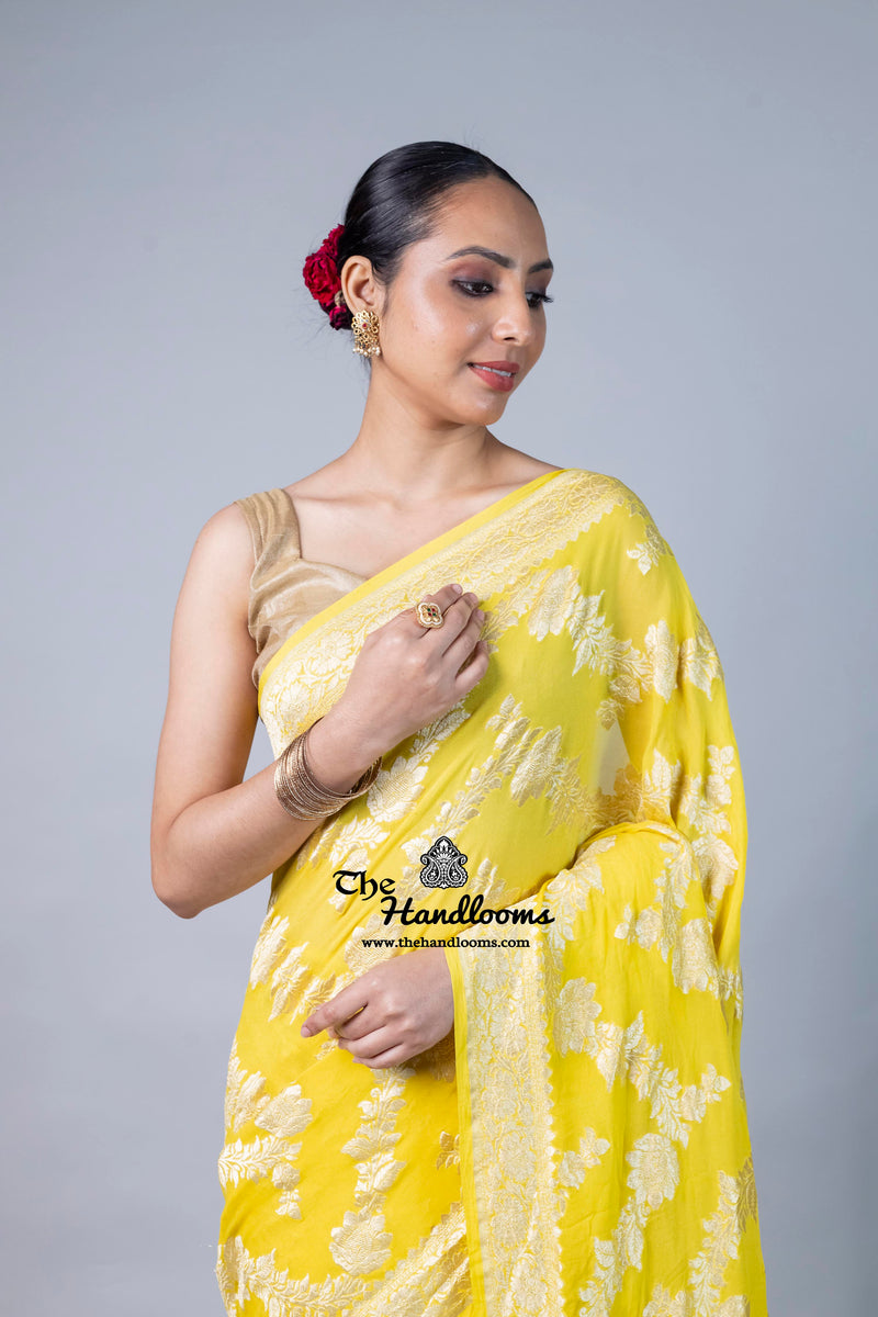 Khaddi Georgette Handloom Banarasi Saree