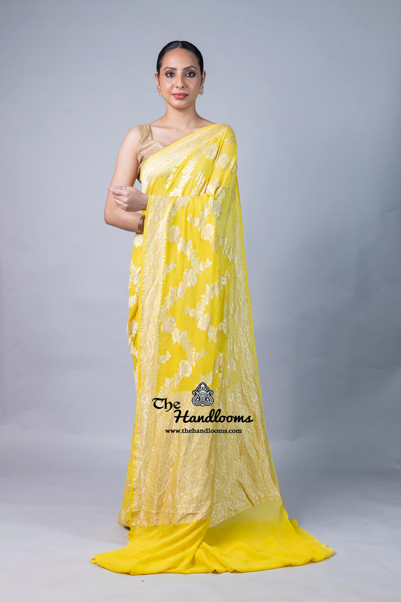 Khaddi Georgette Handloom Banarasi Saree