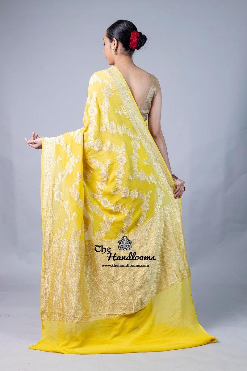 Khaddi Georgette Handloom Banarasi Saree