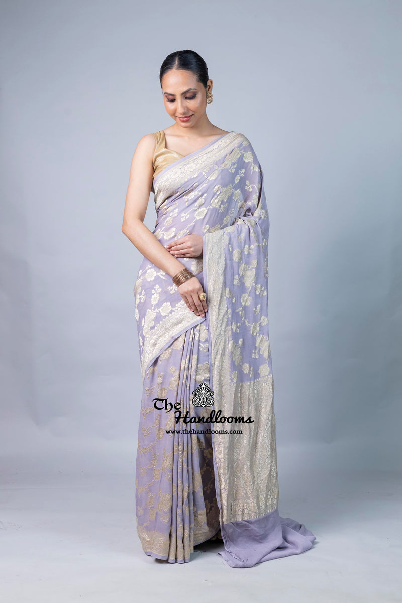 Khaddi Georgette Handloom Banarasi Saree