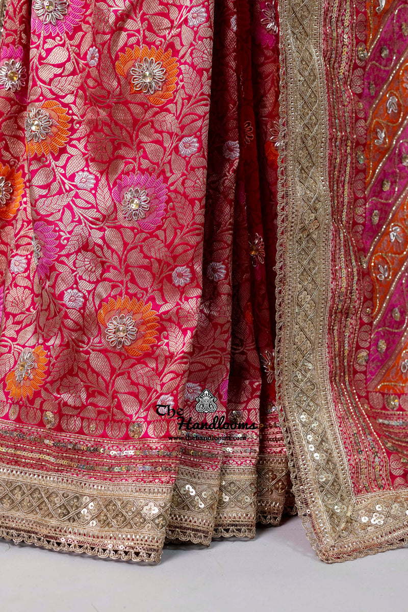 Nita Ambani Pure Katan Silk Banarasi Handloom Saree - Tanchui Brocade With Zardosi Handwork