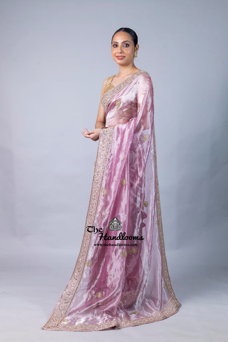 Pure Kora Tissue Handloom Banarasi Saree - Handwork