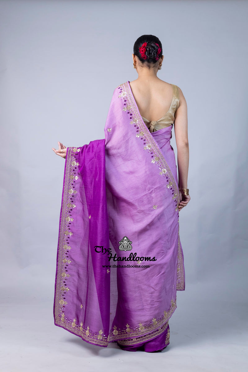 Pure Tussar Georgette Handloom Banarasi Saree With Handwork