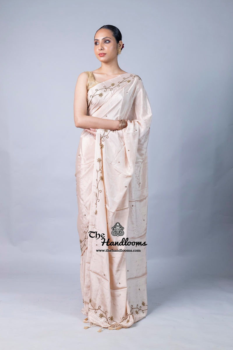 Pure Crepe Silk Handloom Banarasi Saree with Handwork