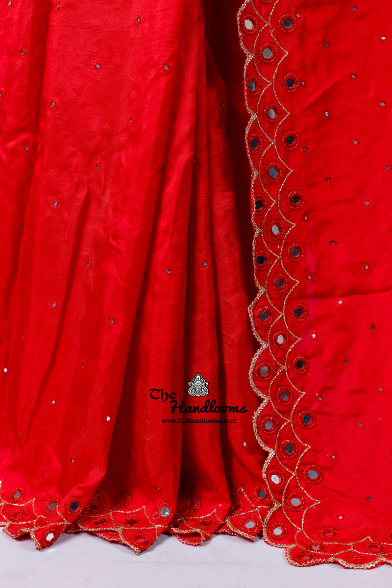 Pure katan Silk Handloom Banarasi Saree with Handwork: Zardozi, Diamond Chain, Katdana, and Abla Detailing