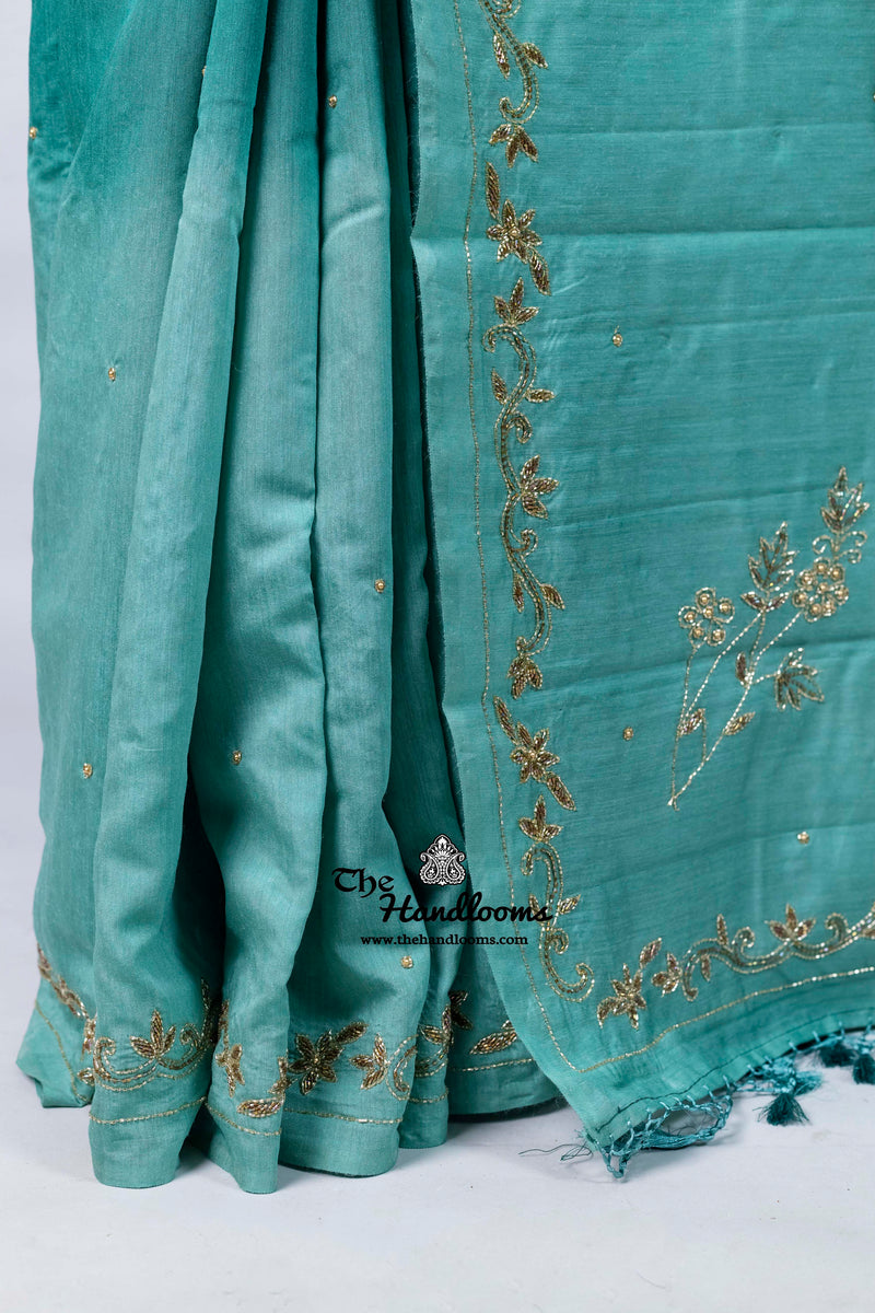 Pure Tussar Georgette Handloom Banarasi Saree With Handwork