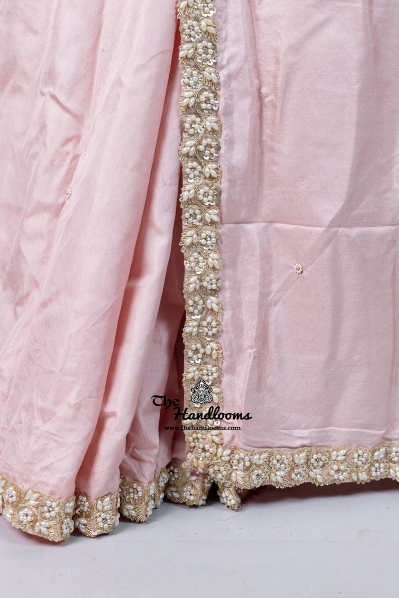 Pure Katan Chiniya Silk Handloom Banarasi Saree with Handwork