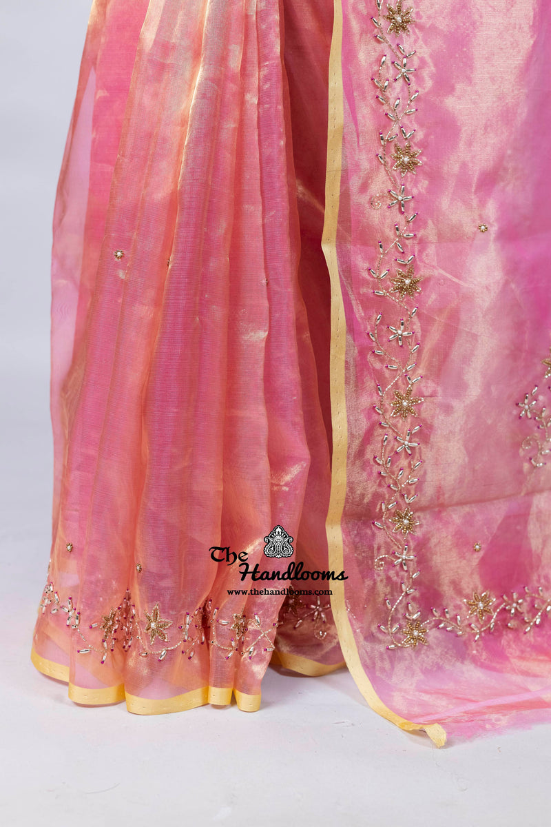 Pure Kora Tissue Handloom Banarasi Saree - Handwork