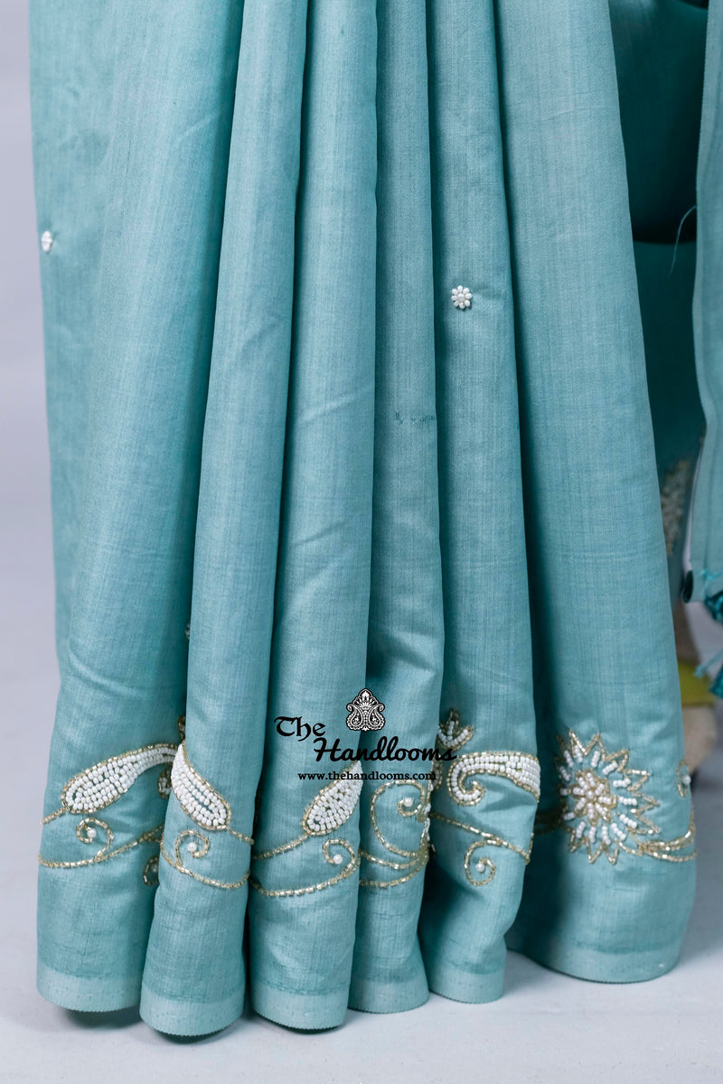 Pure Moonga Silk Handloom Banarasi Saree With Handwork