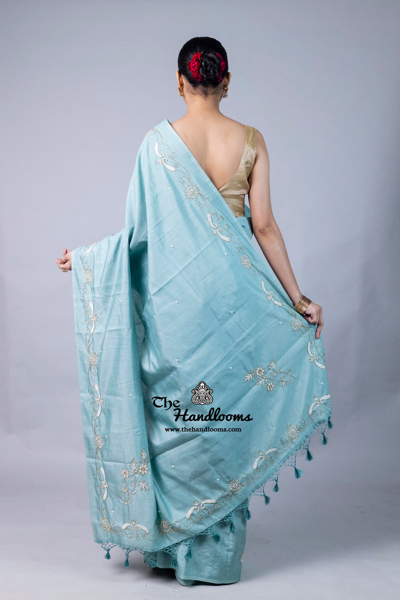 Pure Moonga Silk Handloom Banarasi Saree With Handwork