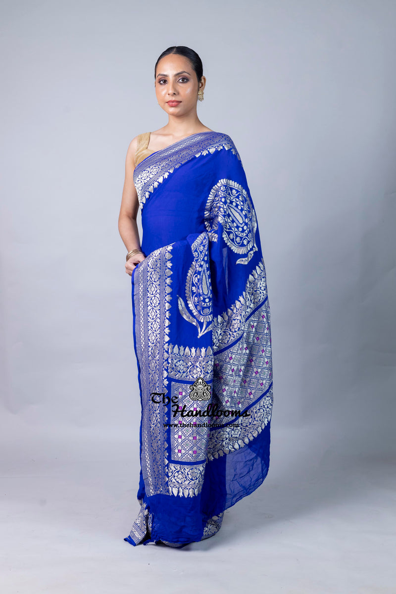 Khaddi Georgette Handloom Banarasi Saree