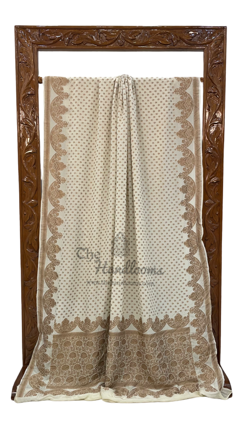 Khaddi Crepe Georgette Banarasi Saree -  Antique zari - The Handlooms