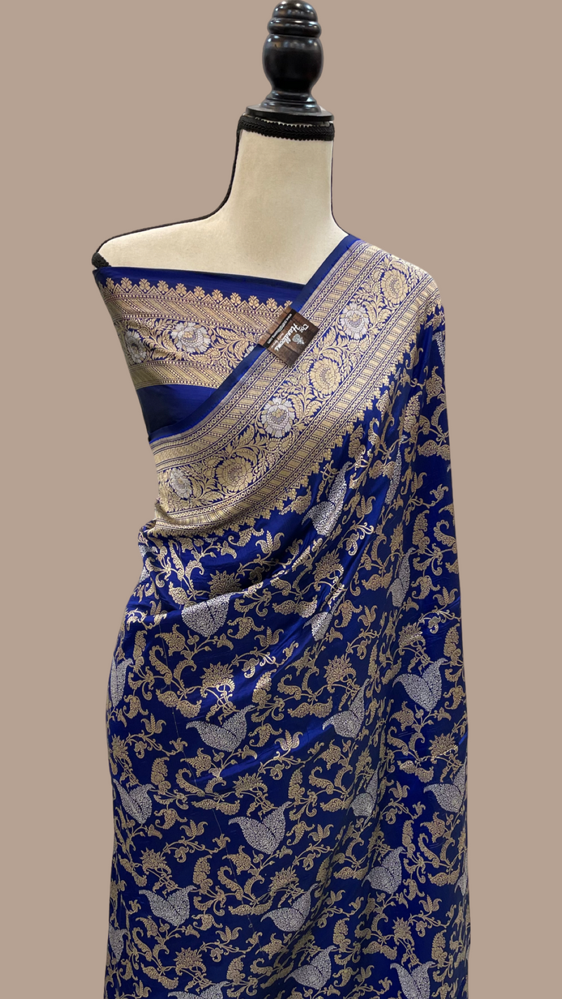 Pure Katan Silk Banarasi Handloom Saree - All over Sona Roopa Jaal work - The Handlooms