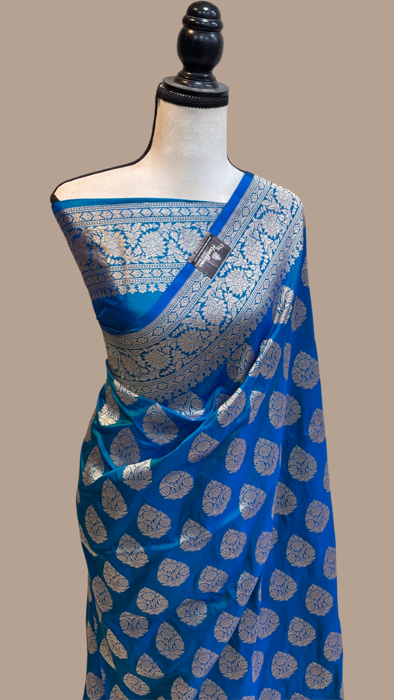 Pure Katan Silk Banarasi Handloom Saree - All Over Jaal Work - The Handlooms