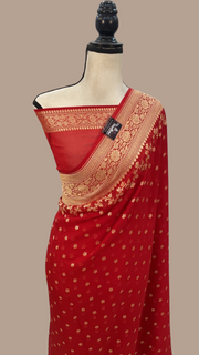 Khaddi Georgette Banarasi Saree - Gold zari - The Handlooms