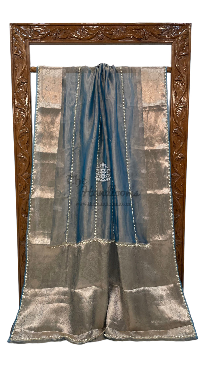 Pure Kora Tissue Handloom Banarasi Saree - Handwork - The Handlooms
