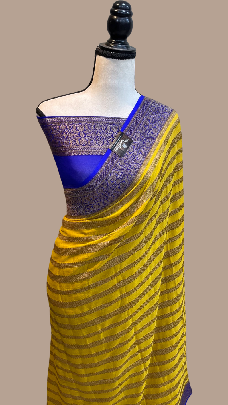 Pure Khaddi Georgette Banarasi Saree -  Antique zari - The Handlooms