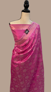 Pure Tussar Silk Handloom Banarasi All Over Sona Roopa Jaal Work Saree - The Handlooms