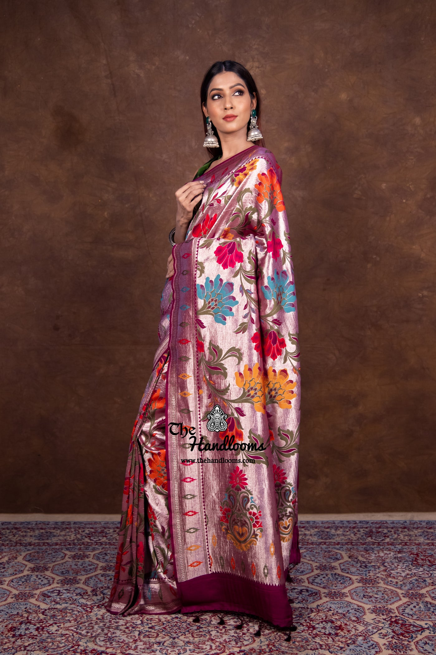 Yellow Tussar Georgette Handloom Banarasi Saree With Meenakari main image 0