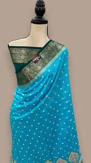 Pure Chiniya Silk Handloom Banarasi Saree with Chikankari - The Handlooms