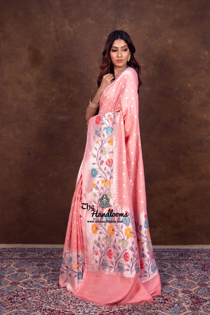 Pure Tussar Georgette Handloom Banarasi Saree - Paithani Border - The Handlooms