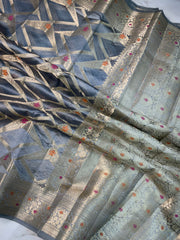 Pure Dupion Silk Banarasi Saree - Gold Zari - The Handlooms