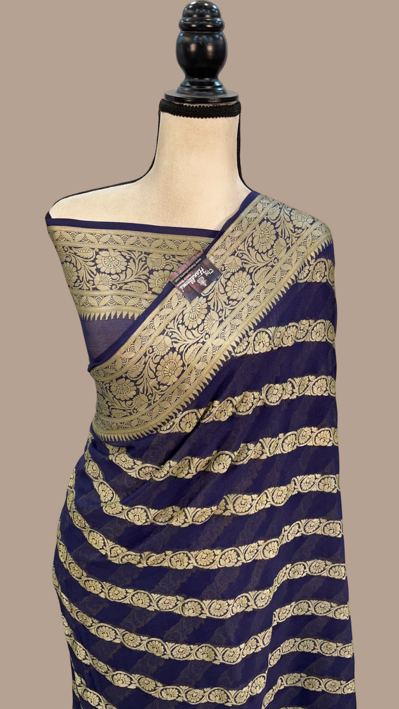Pure Chiffon Khaddi Banarasi Saree - The Handlooms