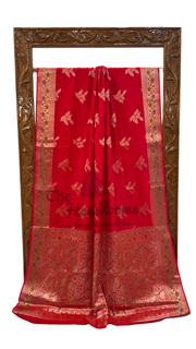 Red Pure Chiniya Silk Handloom Banarasi Saree - The Handlooms