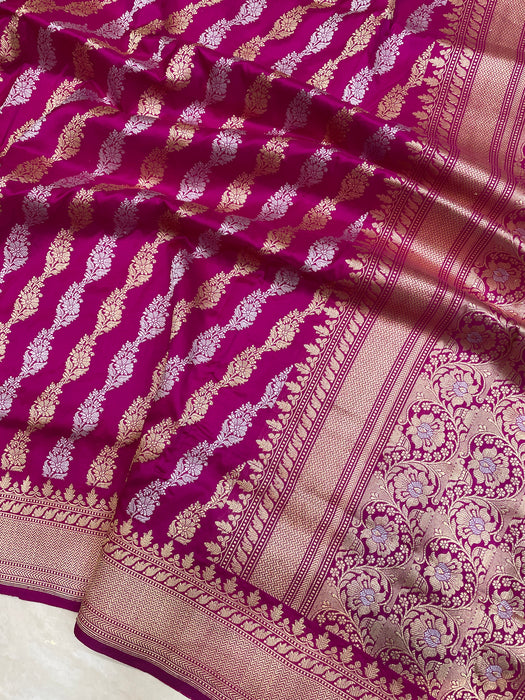 Pure Katan Silk Banarasi Handloom Saree - All over Sona Roopa kadiyal Jaal work - The Handlooms