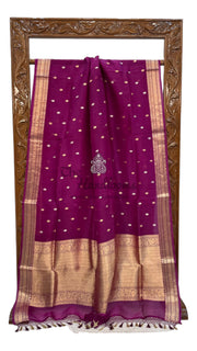 Magenta Pink Pure Kora Handloom Banarasi Saree - The Handlooms