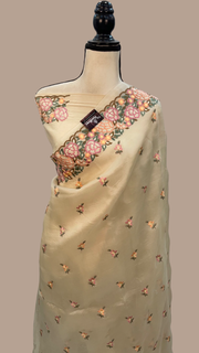 Pure Organza Chikankari Handloom Banarasi Saree - The Handlooms