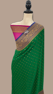 Khaddi Georgette Handloom Banarasi Saree -  Antique zari - The Handlooms