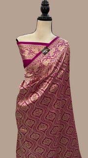 Magenta Pure Katan Silk Banarasi Handloom Saree - Tanchui Brocade - The Handlooms