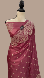 Tussar Silk Handloom Banarasi Saree With Chikankari - The Handlooms